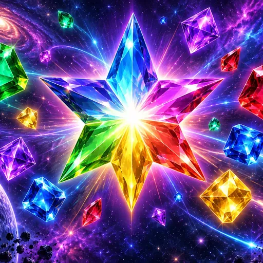 Starburst slot cover art with glowing space gems