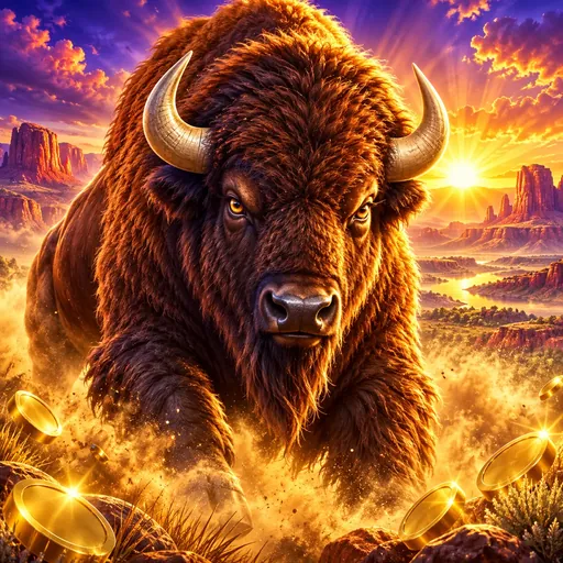 Buffalo Rising Megaways slot cover art with buffalo reel symbols